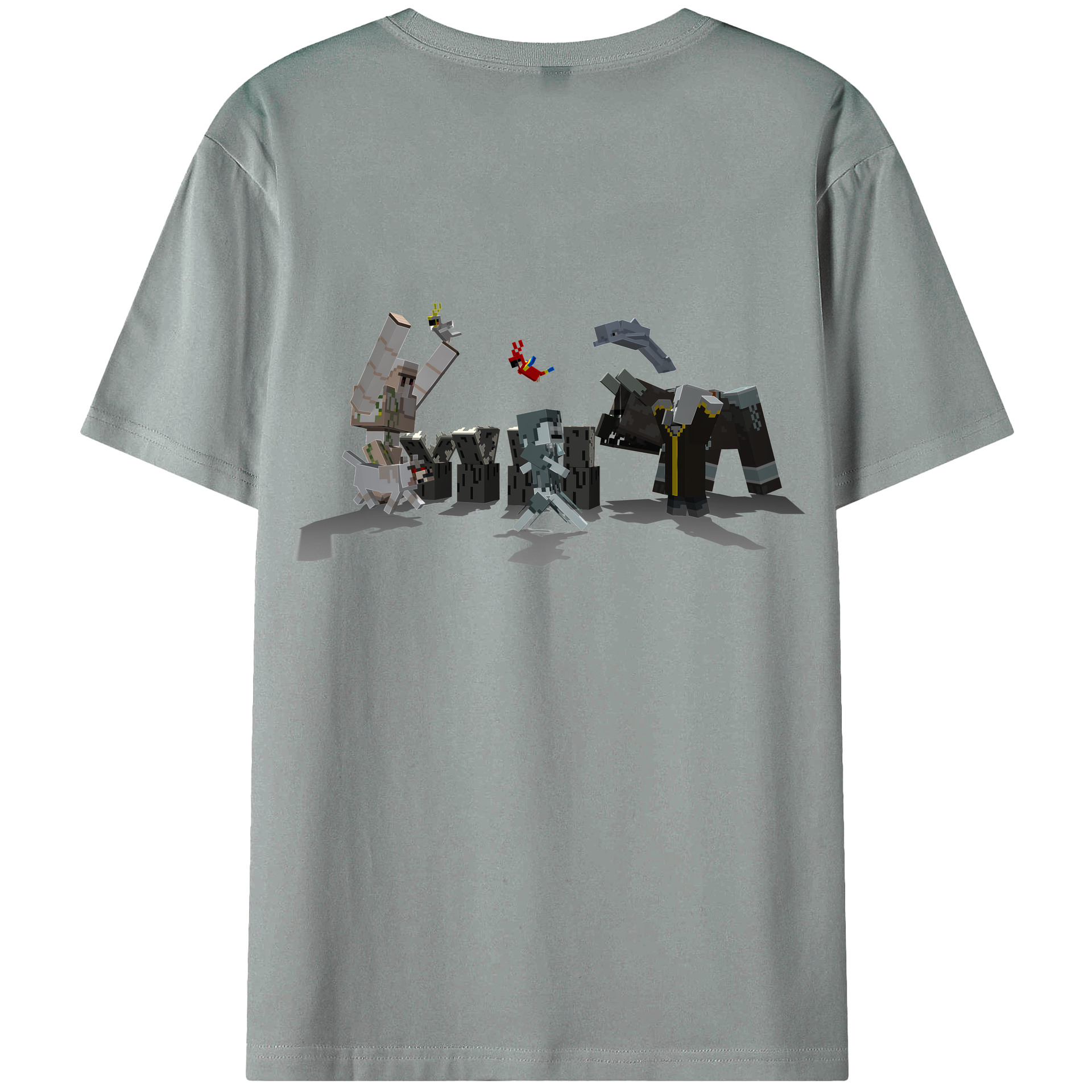 （画像用） マインクラフト ブロックの世界 Minecraft MC Block world 綿100％ メンズ半袖Tシャツ（バックプリント） 通気性